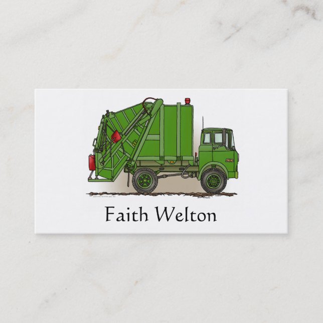 Garbage Truck Green Business Card (Front)