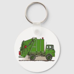 Garbage Truck Green Key Chain