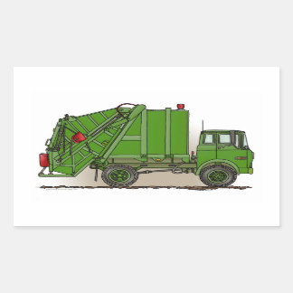 Garbage Truck Green Rectangular Sticker