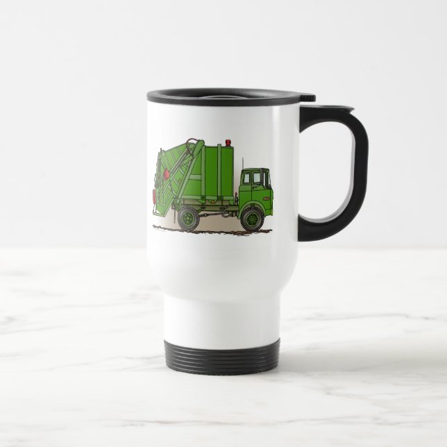 Garbage Truck Green Travel Mug (Right)