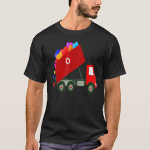 Garbage Truck Hearts Toddler Boys Valentines Day T-Shirt