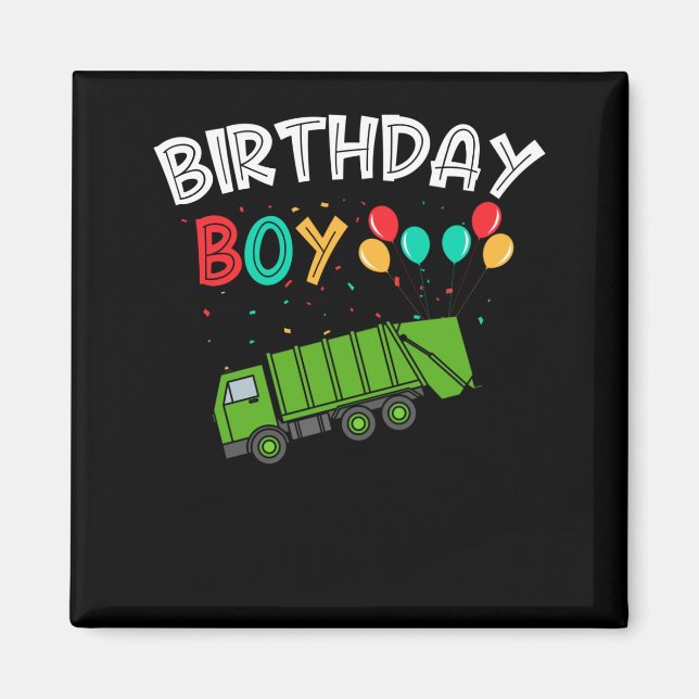 Garbage Truck Kids Birthday Boys Recycling Truck Magnet (Front)