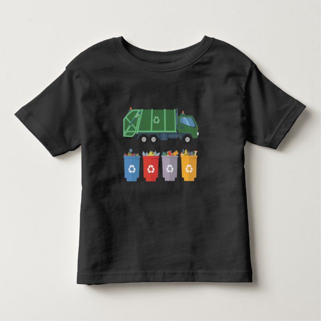 Garbage Truck Kids Trash Recycling Toddler T-Shirt (Front)