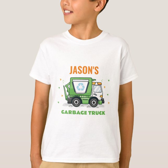 Garbage Truck Kids Tshirts Birthday Party (Front)