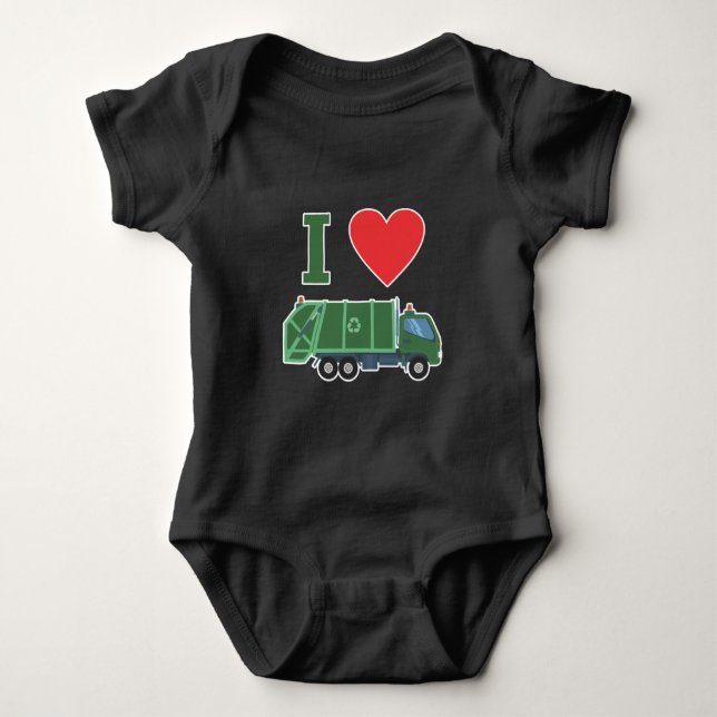 Garbage Truck Love Kids Trash Recycling Driver Baby Bodysuit (Front)