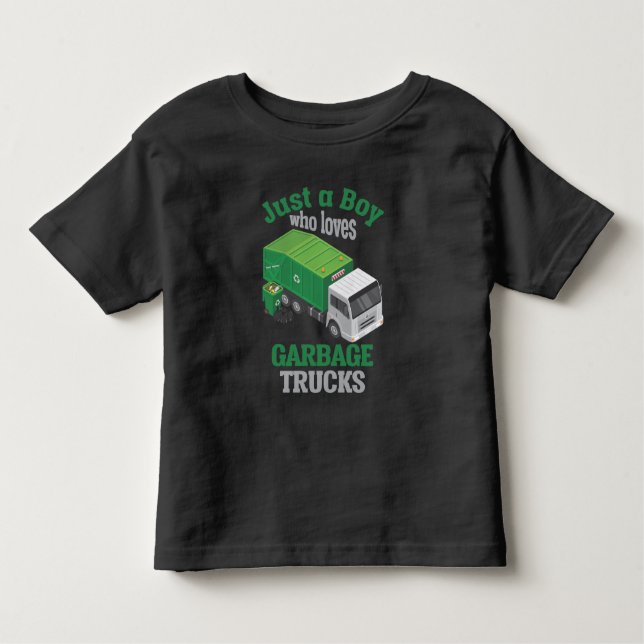 Garbage Truck loving Boy Toddler Cool Recycling T-Shirt (Front)