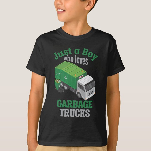Garbage Truck loving Boy Toddler Cool Recycling T-Shirt (Front)