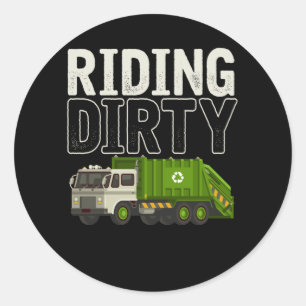 Garbage Truck Quote Garbage Day Trash Trucker Classic Round Sticker