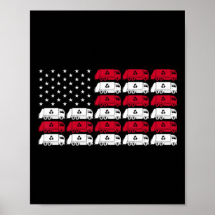 Garbage Truck Usa American Flag Patriotic Men Wome Poster
