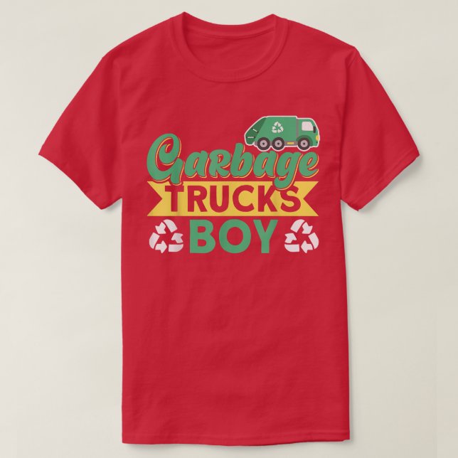 Garbage Trucks Boy Waste Management Garbage Truck  T-Shirt (Design Front)