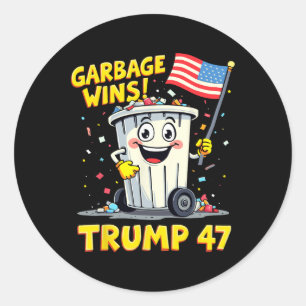 Garbage Wins Trump 47 Team Garbage For Trump 2024  Classic Round Sticker