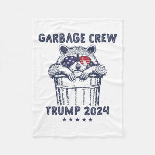 Garbyge Crew Vote Trump 2024 Funny Republican Racc Fleece Blanket