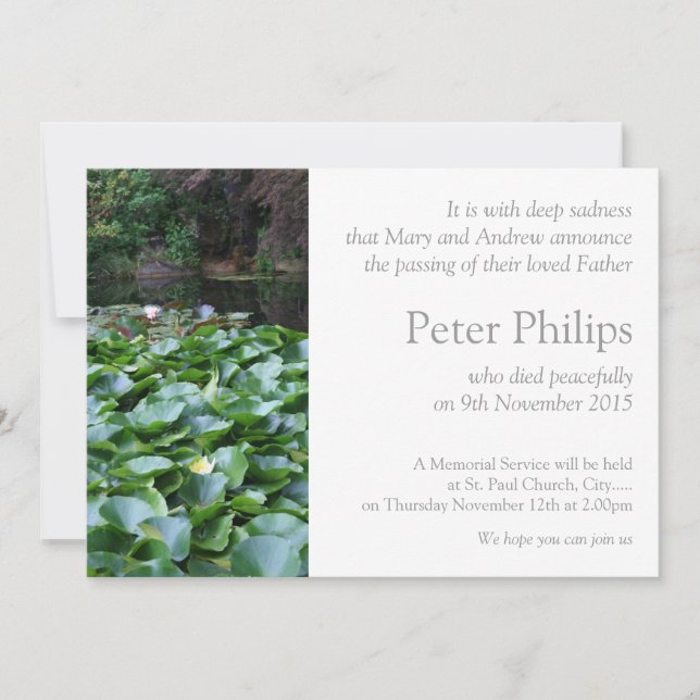 Garden 5 Lotus Funeral Announcement (Front)
