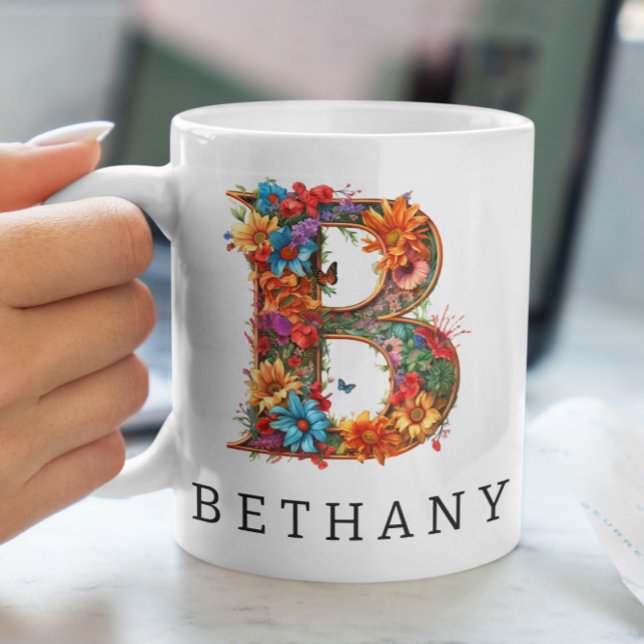 Garden Alphabet Letter B Monogram Coffee Mug (Creator Uploaded)