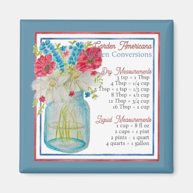 Garden Americana Kitchen Conversion Chart Magnet (Front)