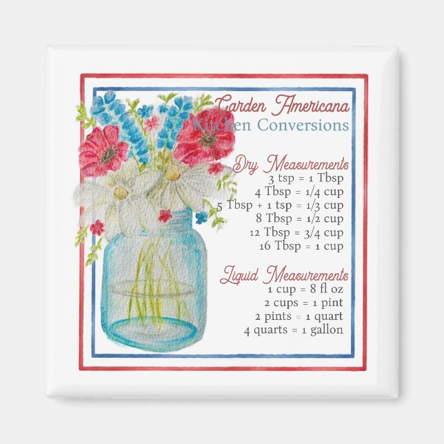 Garden Americana Kitchen Conversion Chart Magnet (Front)