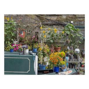 Garden and Narrow boat Poster