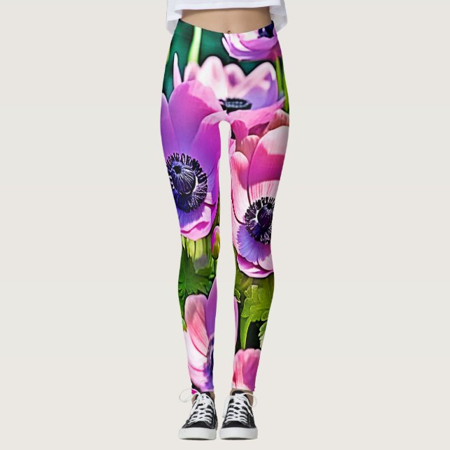 Garden Anemone Mix Design Leggings (Front)