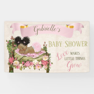 Garden Baby shower Girl Sleeping Bed of Roses Banner