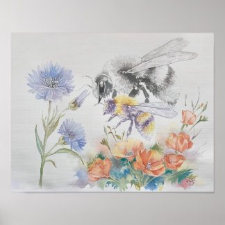 Garden Bees Poster