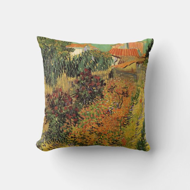 Garden Behind a House by Vincent van Gogh Cushion (Front)