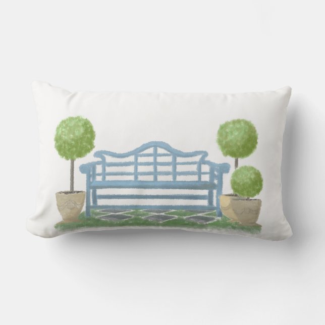 Garden Bench Outdoor Lumbar Pillow (Front)