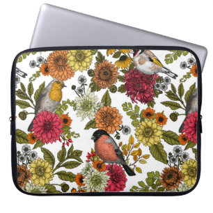 Garden birds and flowers 1 laptop sleeve