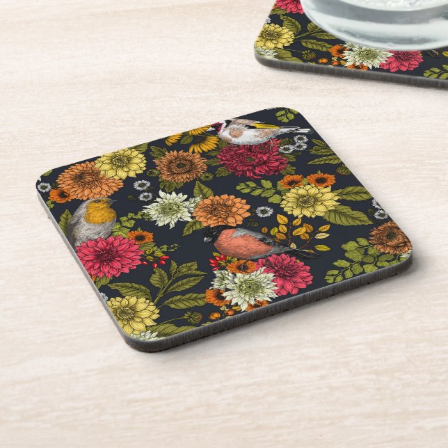 Garden birds and flowers 2 coaster (Left Side)