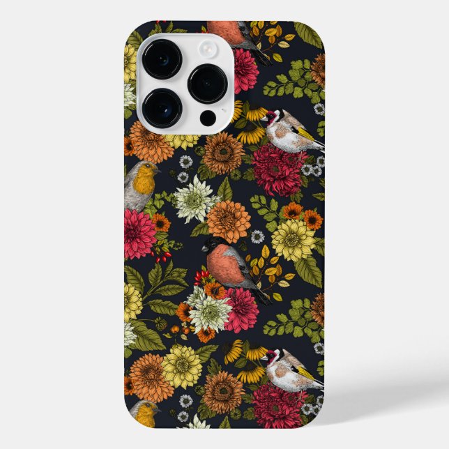 Garden birds and flowers 2 iPhone case (Back)