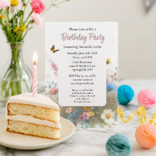 Garden Birthday Party Wildflowers Floral  Invitation
