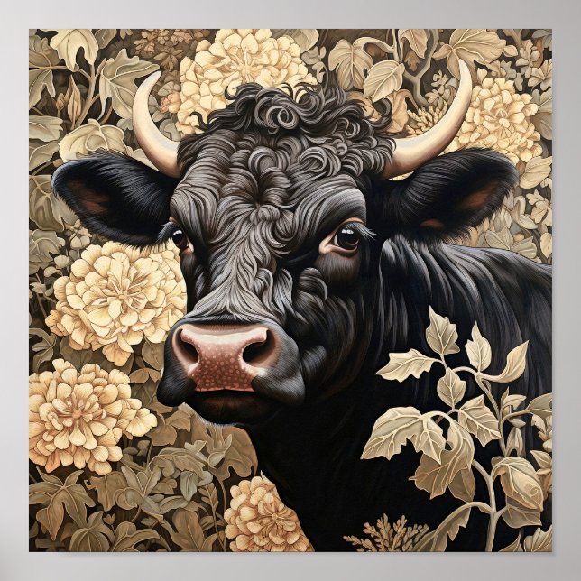 Garden Black Cow  Poster (Front)
