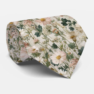 Garden Bloom Wildflowers in Soft Pastels Wedding Tie