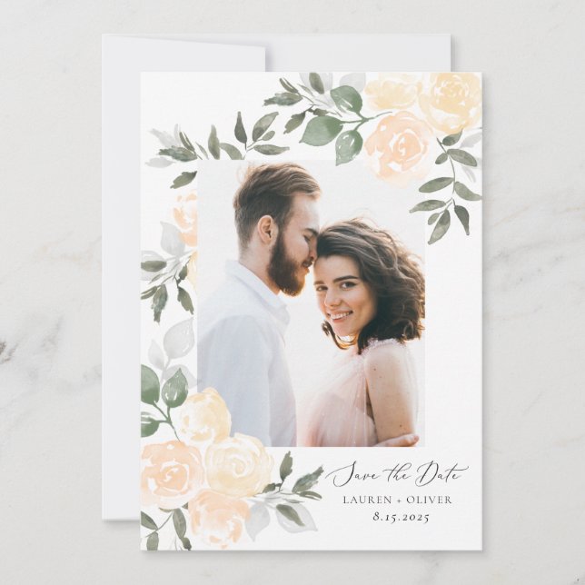 Garden Blooms Save the Date Thank You Card (Front)