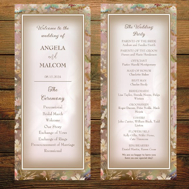 Garden Blooms Wedding Flat Program Programme (Creator Uploaded)