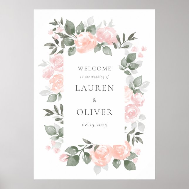 Garden Blooms Wedding Welcome Poster (Front)
