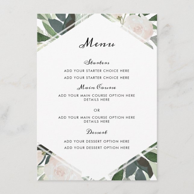 Garden Blush Menu Card (Front)