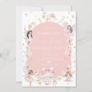 Garden Boho Arch  Enchanted Fairy First Birthday Invitation