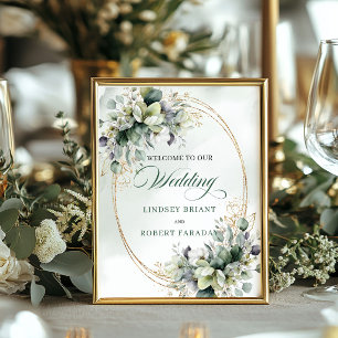 Garden Boho Greenery Gold Wedding Welcome Sign