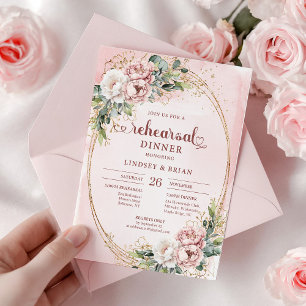 Garden Boho Light Pink Flowers Rehearsal Invitatio Invitation