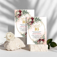 Garden Boho Maroon Peony Sweet Sixteen Birthday