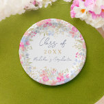 Garden boho pastel wildflowers  graduation paper plate<br><div class="desc">Accentuate your graduation party tableware with our Garden Romance Floral Graduation Paper Plates. Each plate showcases a soft pastel hand-painted floral watercolor design in light pink, grey, and lavender, radiating natural beauty. With an elegant brush script and faux gold glitter confetti accents, these plates exude sophistication. They're perfect for complementing...</div>