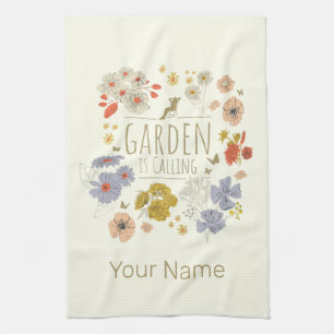 Garden Botanical Flowers For Gardening Mum and Dad Tea Towel