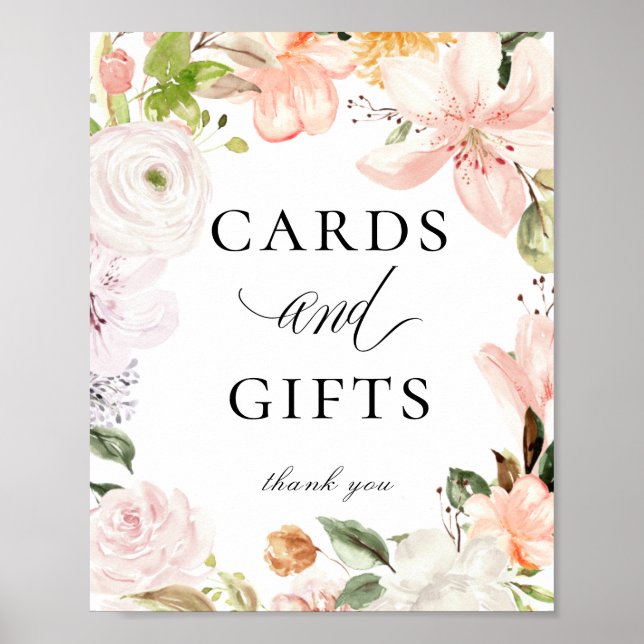 Garden Botanical Pastel Floral Cards Gifts Sign (Front)