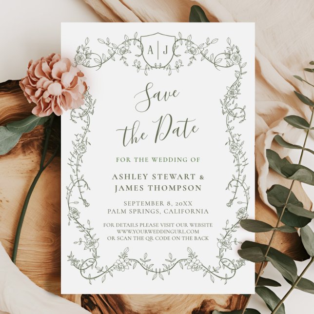 Garden Botanical Sage Wedding Save the Date Invitation (Creator Uploaded)
