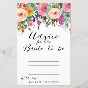 Garden Bridal Shower Game - Advice for Bride