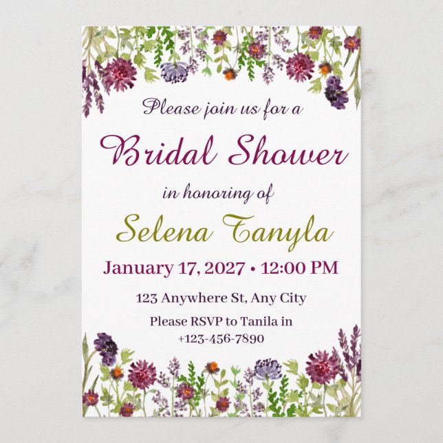 Garden Bridal Shower Invitation Card (Front)