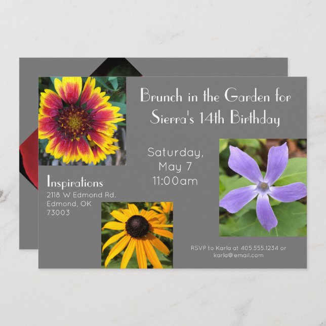 Garden Brunch Party Birthday Invitation (Front/Back)