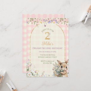 Garden Bunny 2nd Birthday Invitation