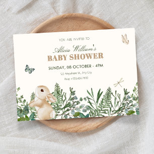 Garden bunny baby shower invitation