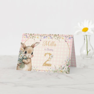 Garden Bunny | Pink Second Birthday Card